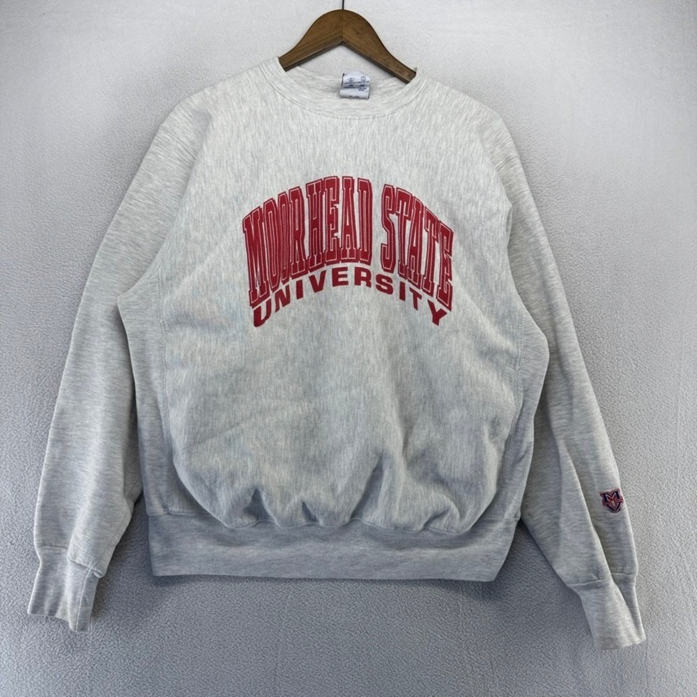 Vintage Moorhead State Sweatshirt Men's XL Gray Spellout Heavyweight USA made